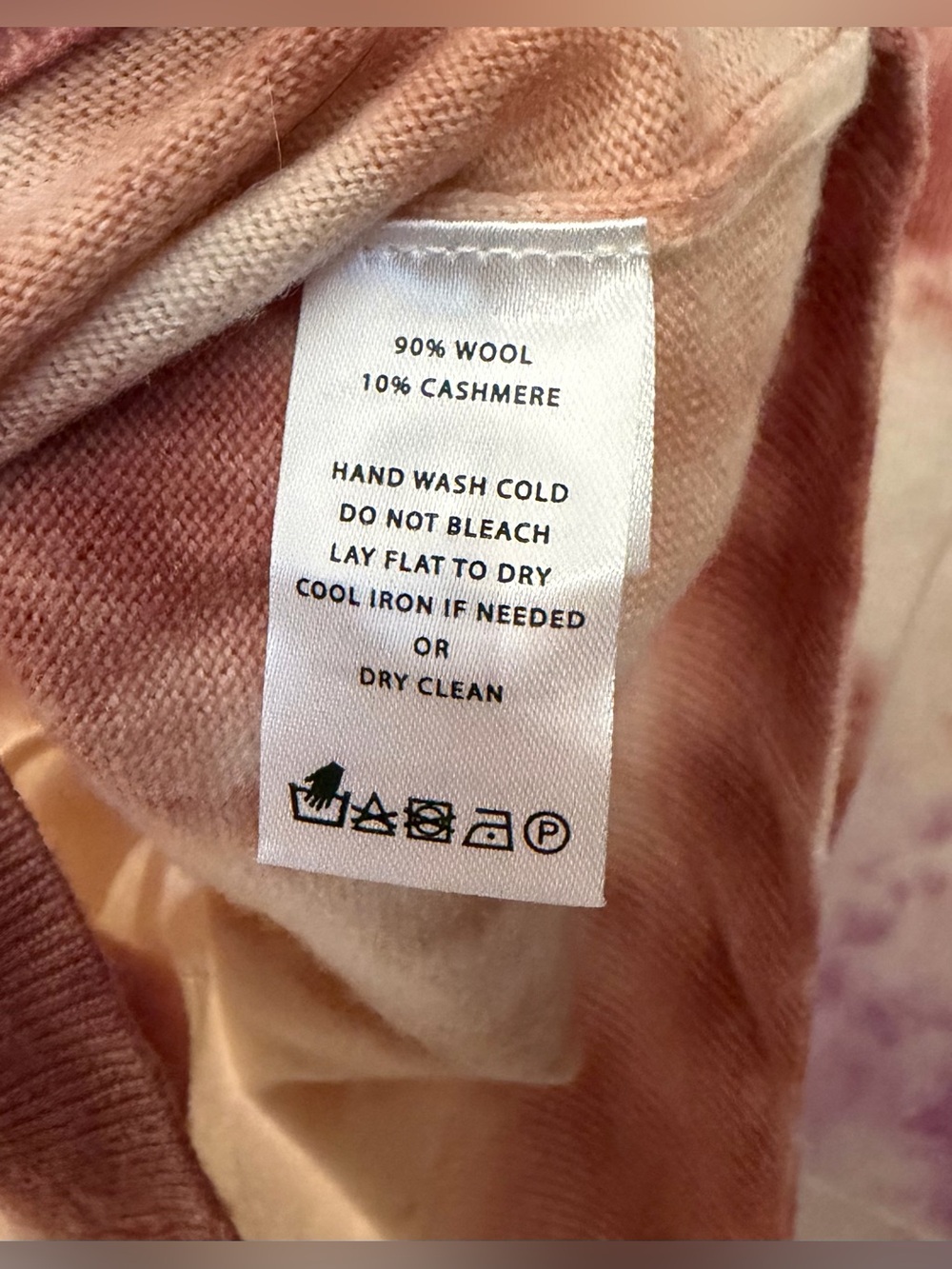 Lilla P Wool Cashmere Tie Dye Cardigan, Ivory/Rust/Purple, Size M - Picture 12 of 12